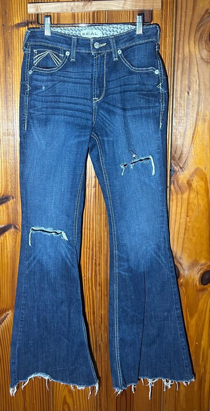 Ariat Women’s High Rise Flare Distressed Size 28 Regular Rodeo Western Cowgirl